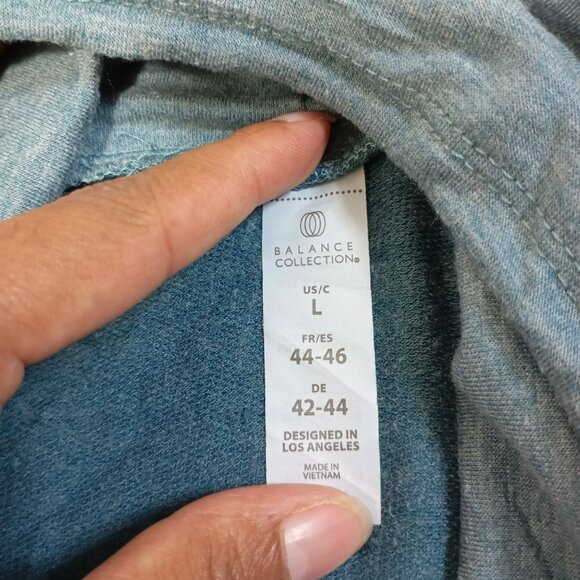 Cowl Neck Blue Soft Knit Tunic Sweater With Kangaroo Pocket Long Sleeve - Picture 2 of 11